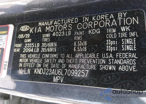 2020 Kia Soul Lx из США, поврежденный, VIN KNDJ23AU6L7099257